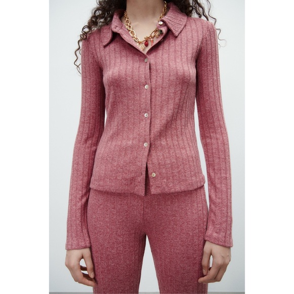 NWT Zara SOFT RIB POLO SHIRT - Picture 2 of 5